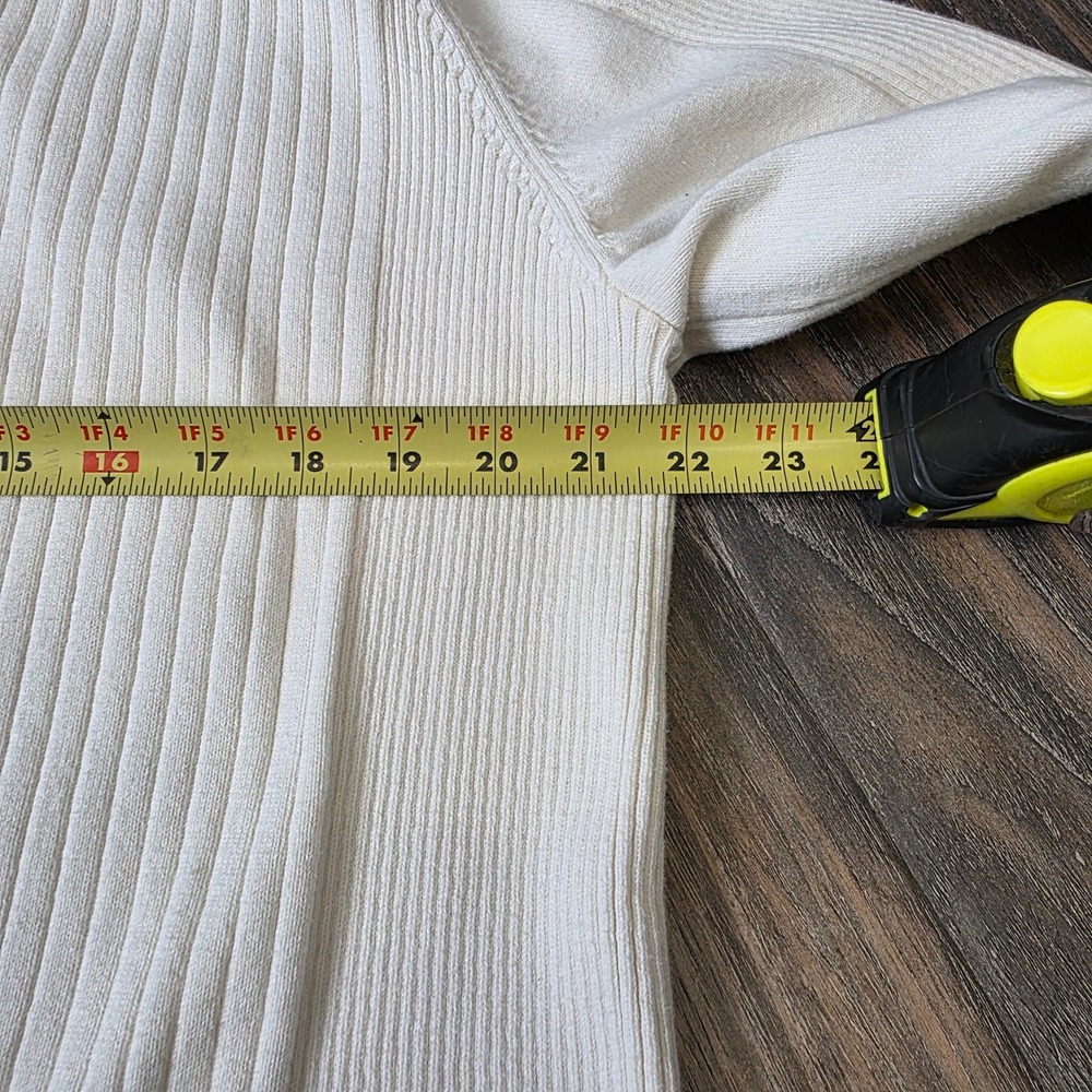 INC International Concepts Mens White Ribbed Quarter Zip Sweater XL Cotton Blend - Picture 3 of 9